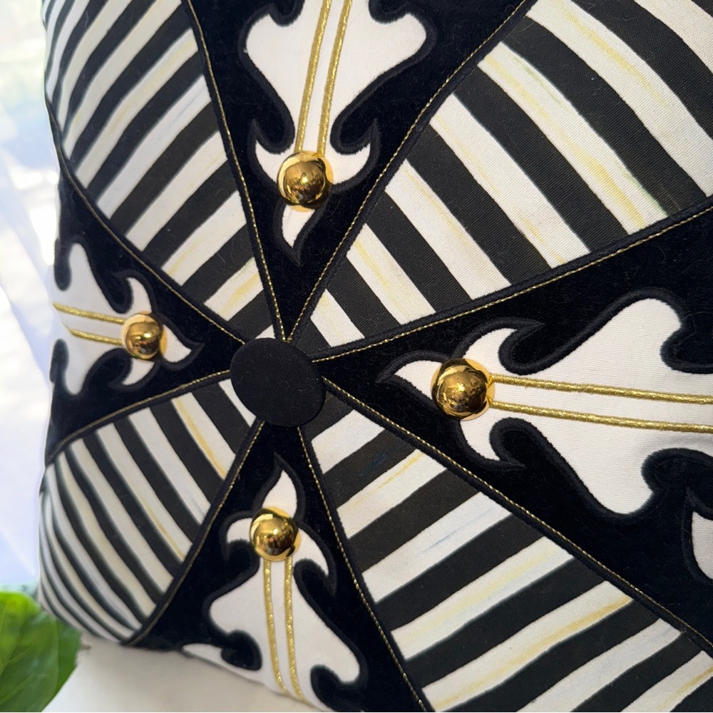 Mackenzie Childs Regiment Square Pillow Courtly Black White RETIRED RARE HTF MCM - Picture 7 of 9